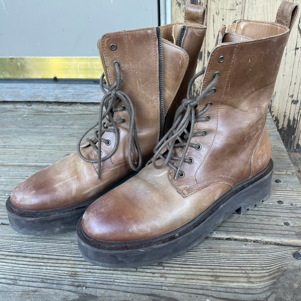 Thursday Everyday Boots Co. Womens Leather Boots, brown, size 9.5, worn 3x